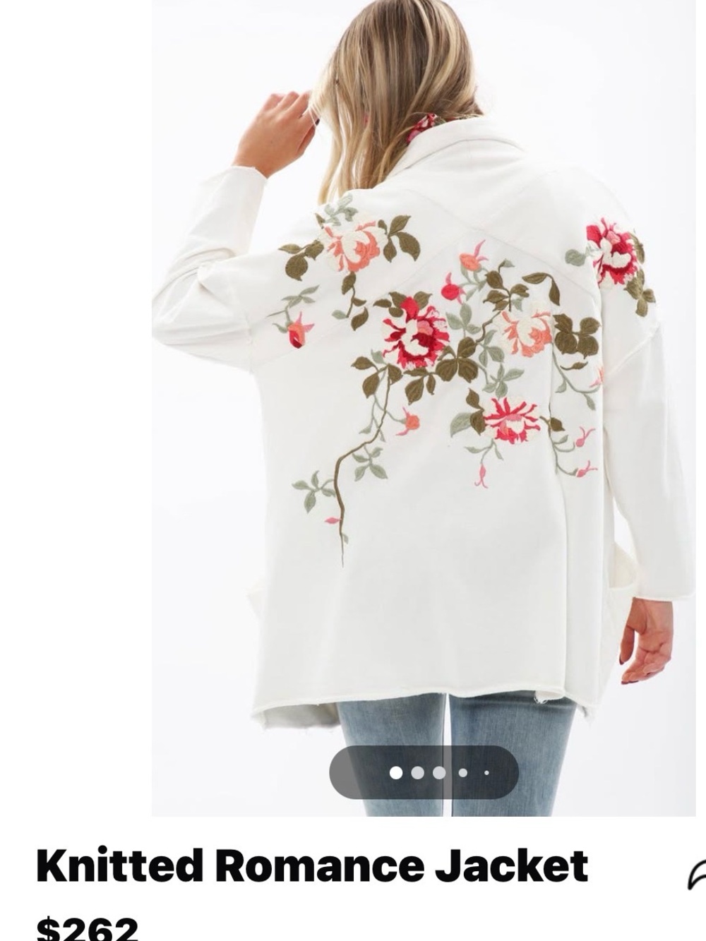 Aratta White Knit Floral Embroidered Cardigan Jacket
